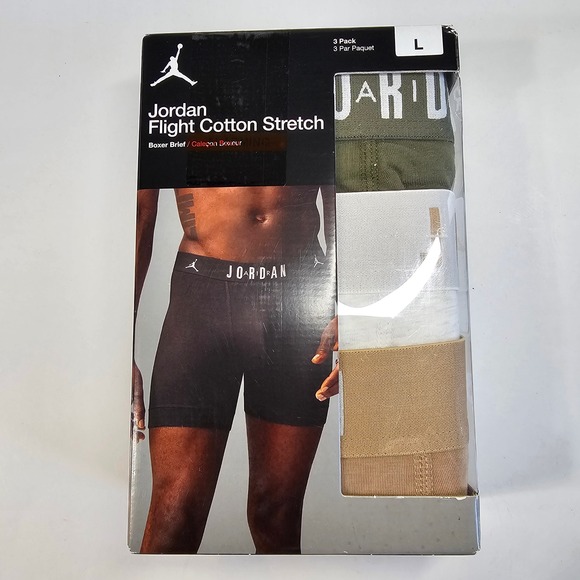 Jordan Flight Cotton Stretch Boxer Briefs 3 Pack Mens L Large Underwear - Picture 1 of 3